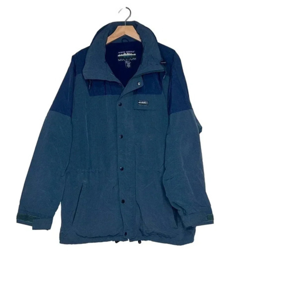 White Sierra Jacket Medium Blue Colorblock Full Zip Outdoor Gorpcore Parka Mens